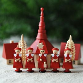xmas限定販売】 ザイフェン教会と聖歌隊 赤 |木のおもちゃ がりとん