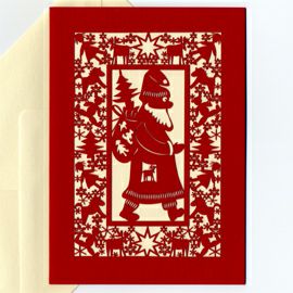 【xmas限定販売】 切抜きカード 横向きサンタ 赤