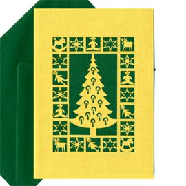 【xmas限定販売】 切抜きカード ゴールドツリー 緑
