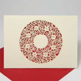 【xmas限定販売】 切抜カード フラワーリース 赤