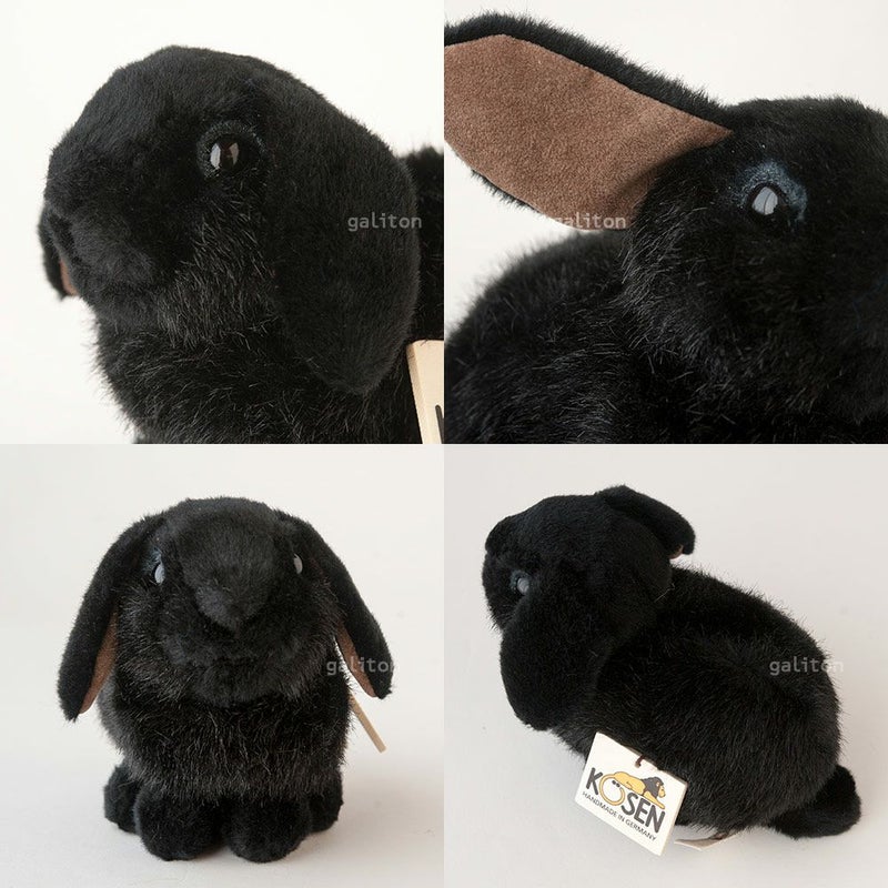 ケーセン Koesen ぬいぐるみ ドワーフロップの子 黒 YOUNG DWARF LOP, BLACK