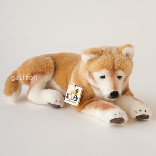 ケーセン Koesen ぬいぐるみ 柴犬 伏せ SHIBA INU, LYING |木の