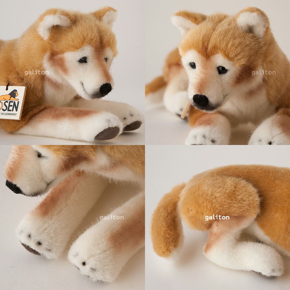 ケーセン Koesen ぬいぐるみ 柴犬 伏せ SHIBA INU, LYING |木の