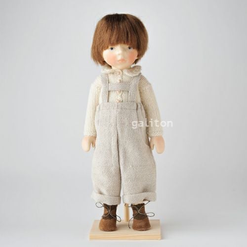 ポングラッツ人形　オールウッド 身長約37cm 着替え用の服有り、スタンド付き Elisabeth Pongratz ポングラッツ人形 オールウッド H341 白帽子水色