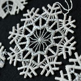 【xmas限定販売】 オーナメントレース スノークリスタル6枚セット シルバー