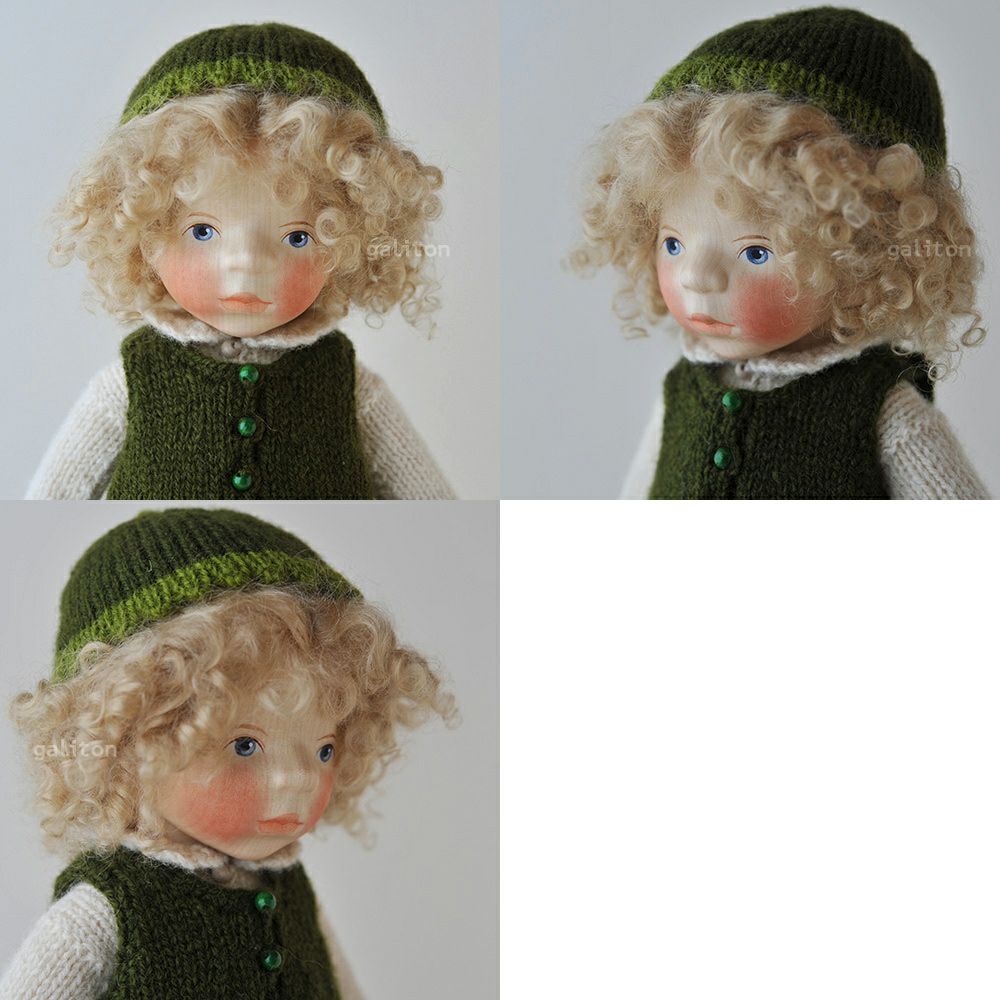 Elisabeth Pongratz ポングラッツ人形 オールウッド H329 緑帽子白セーター緑ニットワンピース
