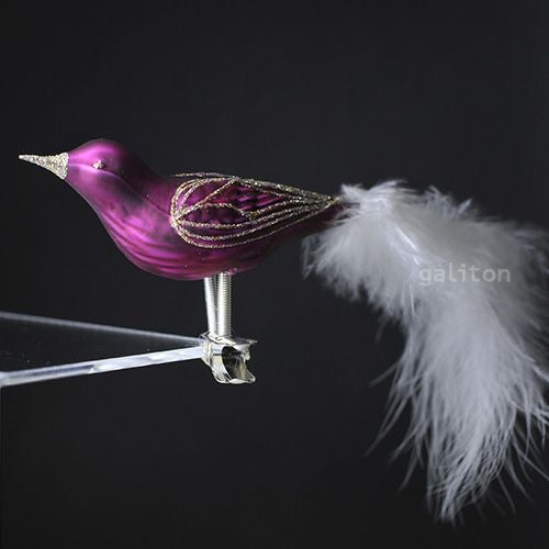 【xmas限定販売】 グラスオーナメント 鳥 紫 1039
