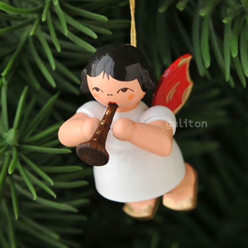 【xmas限定販売】《クリスマスオーナメント》 ウーリッヒ Uhlig 赤い羽根の天使 リコーダー