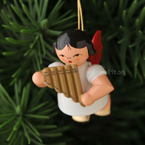 【xmas限定販売】《クリスマスオーナメント》 ウーリッヒ Uhlig 赤い羽根の天使 パンフルート