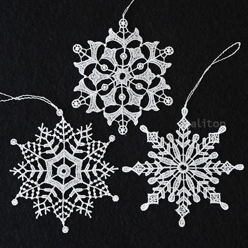 【xmas限定販売】 レースオーナメントセット 雪の結晶 ホワイトA