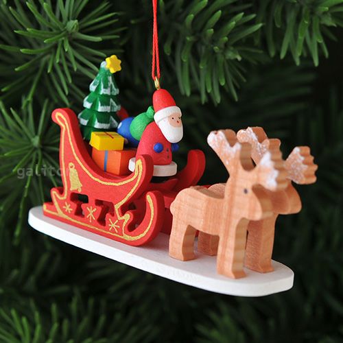 【xmas限定販売】《クリスマスオーナメント》 クリスティアンウルブリヒト Christian Ulbricht トナカイのソリとサンタ 赤