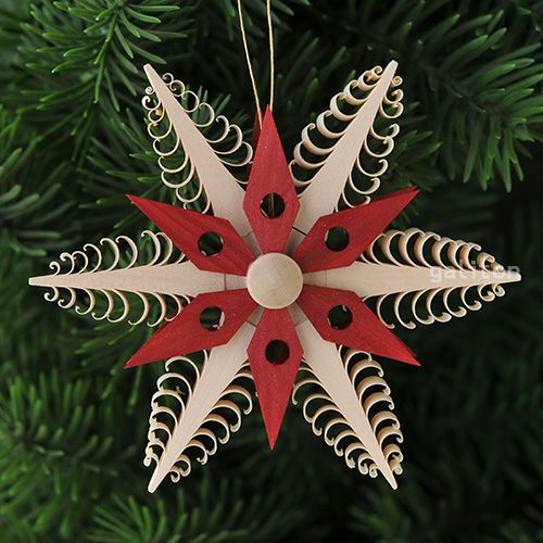 【xmas限定販売】《クリスマスオーナメント》 削り木の星J 赤 199083