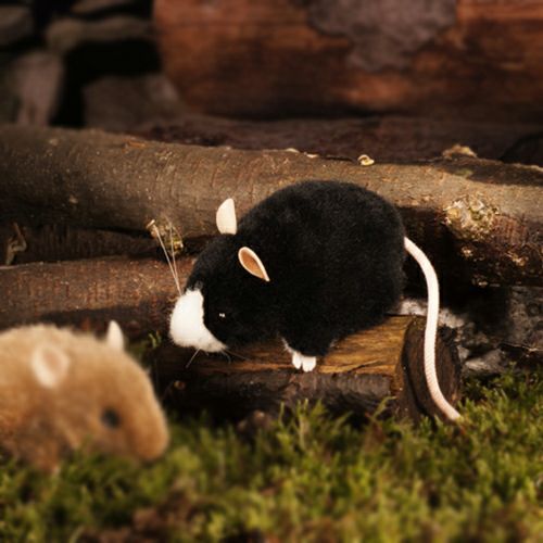ケーセン Koesen ぬいぐるみ ねずみ 黒白 MOUSE, BLACK-WHITE