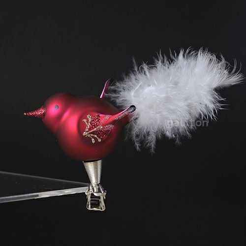 【xmas限定販売】 グラスオーナメント ガラスの羽の赤い鳥 1047