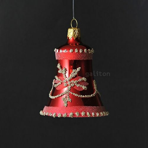 【xmas限定販売】 グラスオーナメント 鐘 赤/金 1062