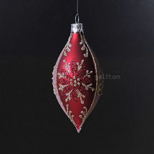 【xmas限定販売】 グラスオーナメント オリーブ赤 1064