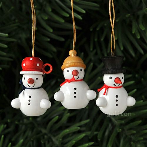 【xmas限定販売】《クリスマスオーナメント》 ミニ雪だるまトリオ 帽子