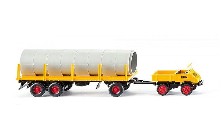 ヴィーキング Wiking 039205 Unimog U 411 with stanchion trailer Zublin