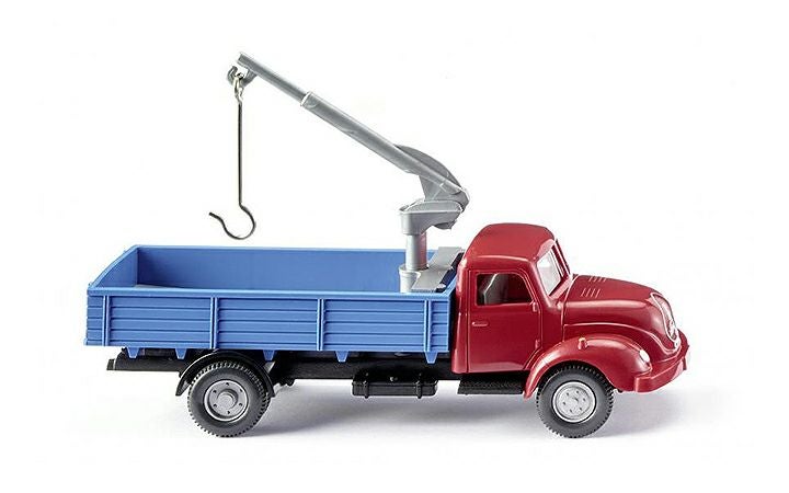 ヴィーキング Wiking 042002 Flatbed truck w. loading crane (Magirus S 3500) - red/blue