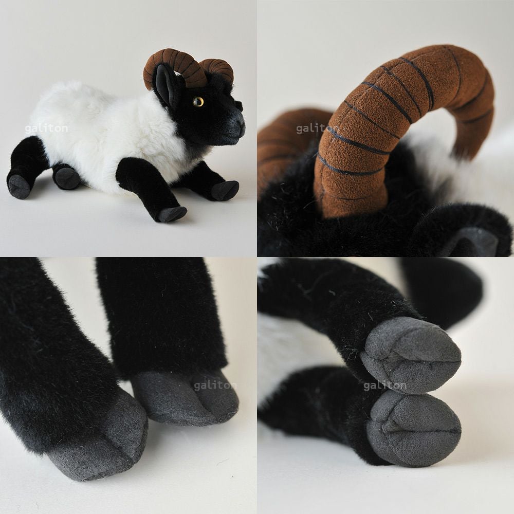 ケーセン Koesen ぬいぐるみ ねそべり角の羊（ハイドシュヌッケ） Heidschnucke, liegend