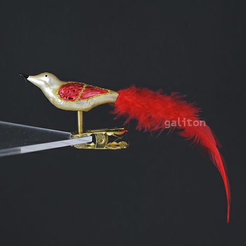 【xmas限定販売】 グラスオーナメント 赤い尾の鳥 30071