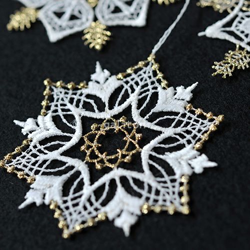【xmas限定販売】 レースオーナメントセット 雪の結晶 ゴールド