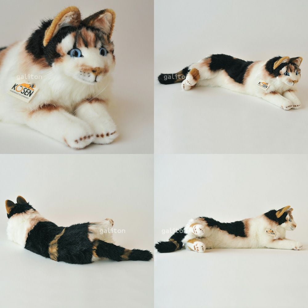 ケーセン Koesen ぬいぐるみ ねそべり猫（大）三毛 |木のおもちゃ がりとん