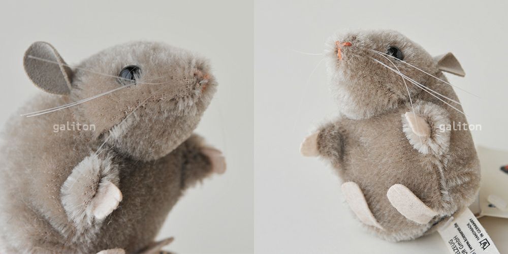 ケーセン Koesen ぬいぐるみ ねずみモヘア グレー