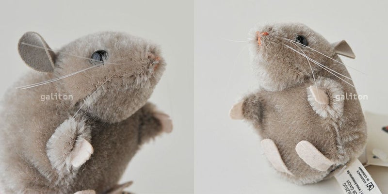 ケーセン Koesen ぬいぐるみ ねずみモヘア グレー