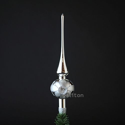 【xmas限定販売】 グラスツリートップ花 銀 0411s