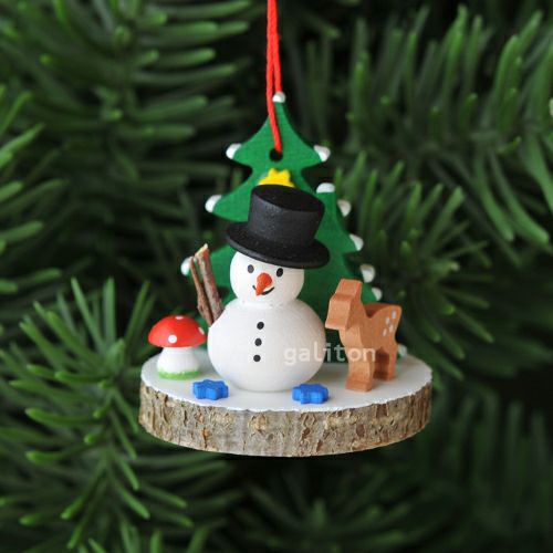 【xmas限定販売】《クリスマスオーナメント》 クリスティアンウルブリヒト Christian Ulbricht 切り株のオーナメント 雪だるまとシカ