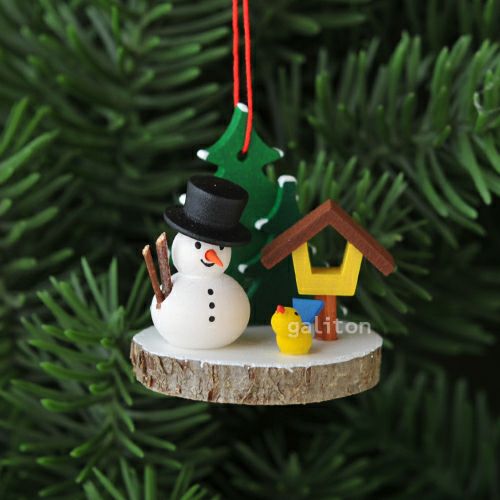 【xmas限定販売】《クリスマスオーナメント》 クリスティアンウルブリヒト Christian Ulbricht 切り株のオーナメント 雪だるまと鳥