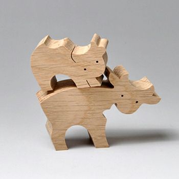 小黒三郎の組木 ウシのカップル