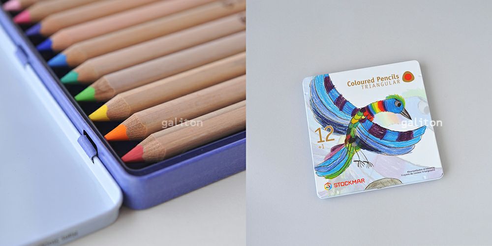 シュトックマー Stockmar 三角軸色鉛筆12色+鉛筆B メタルケース入