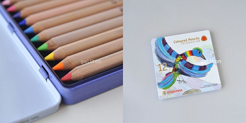 シュトックマー Stockmar 三角軸色鉛筆12色+鉛筆B メタルケース入