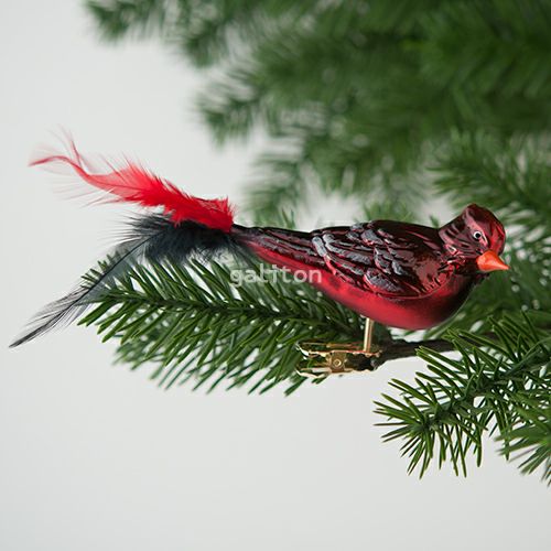 【xmas限定販売】 グラスオーナメント 赤い鳥 N164