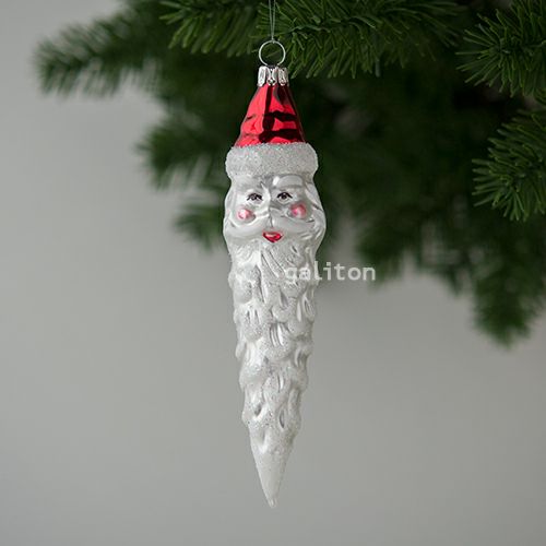 【xmas限定販売】 グラスオーナメント 長いひげのサンタ N169