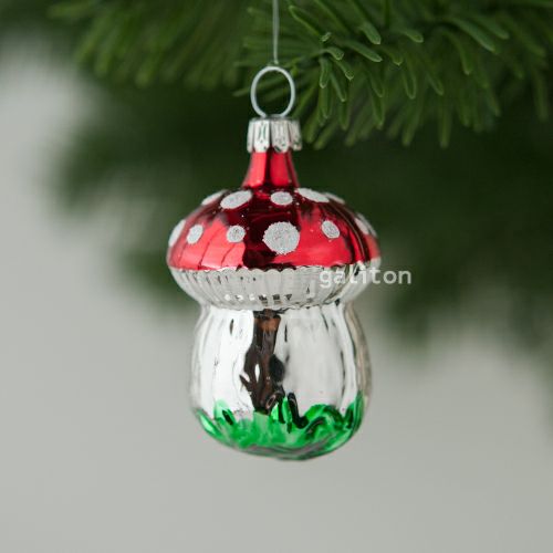 【xmas限定販売】 グラスオーナメント きのこ赤 RM021