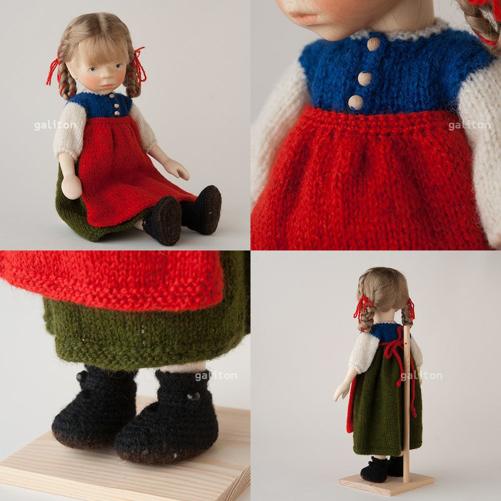 Elisabeth Pongratz ポングラッツ人形 オールウッド H348 ニット赤エプロン