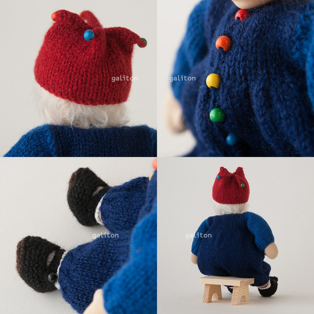 Elisabeth Pongratz ポングラッツ人形 ソフト（小） L026 ニット赤帽子青服