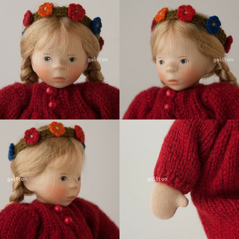 Elisabeth Pongratz ポングラッツ人形 ソフト（小） L030 ニット赤ワンピース