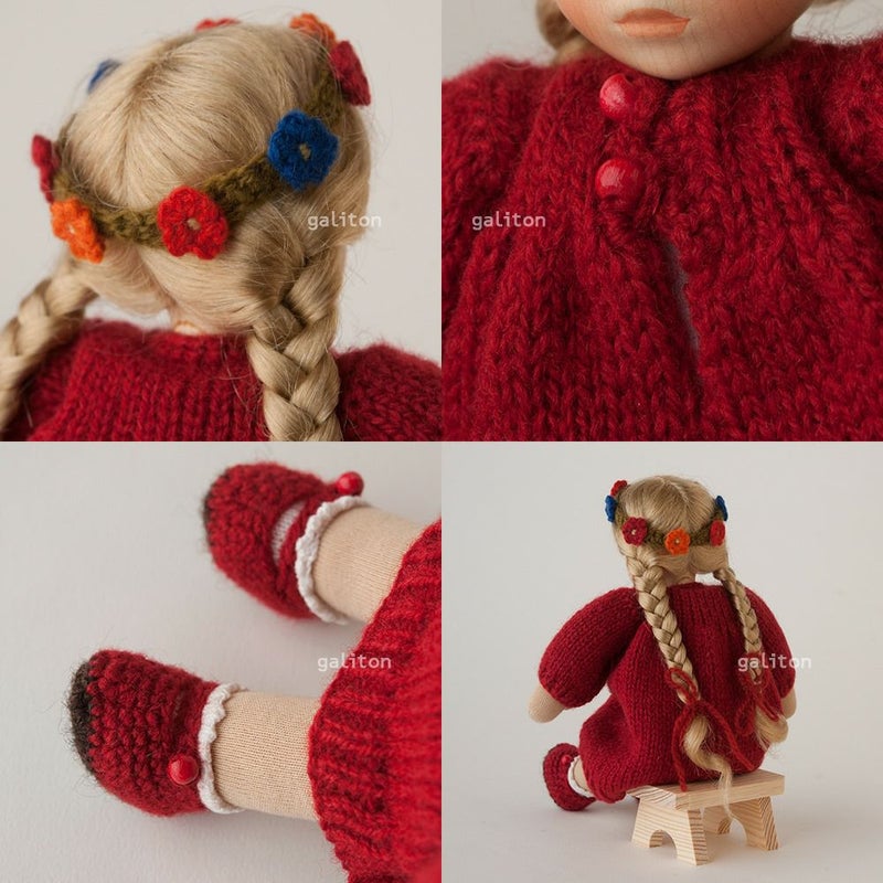 Elisabeth Pongratz ポングラッツ人形 ソフト（小） L030 ニット赤ワンピース