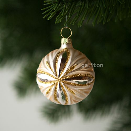 【xmas限定販売】 グラスオーナメント 花4弁 金 30168B