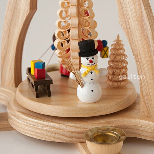 【xmas限定販売】 クリスマスピラミッド アルビンプライスラー Albin Preissler サンタの贈り物 白木 085437N