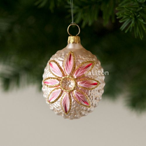 【xmas限定販売】 グラスオーナメント ガーベラ ピンク/金 30223