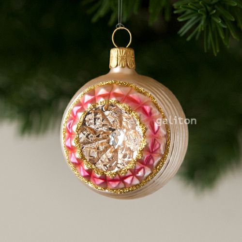 【xmas限定販売】 グラスオーナメント ピンク/金 30224