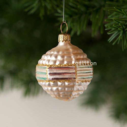 【xmas限定販売】 グラスオーナメント 縞 ターコイズ/ピンク/金 30232