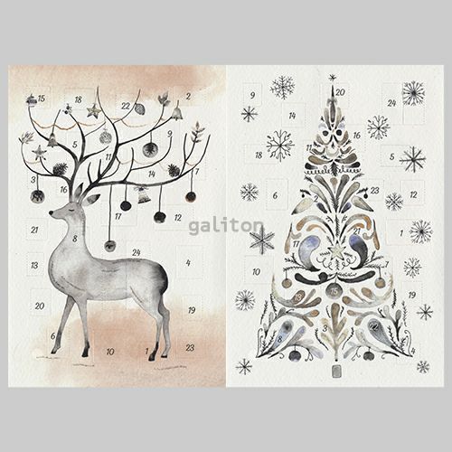 【xmas限定販売】 アドヴェントカード2枚組Vラメ付