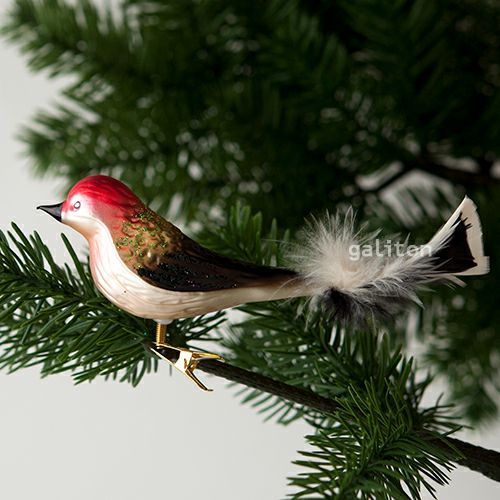 【xmas限定販売】 グラスオーナメント 鳥 赤/金/黒 A0389A