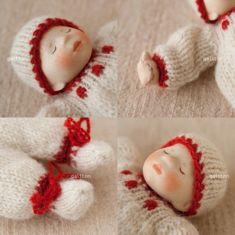 Elisabeth Pongratz ポングラッツベビー極小W353S 白ニット服赤リム